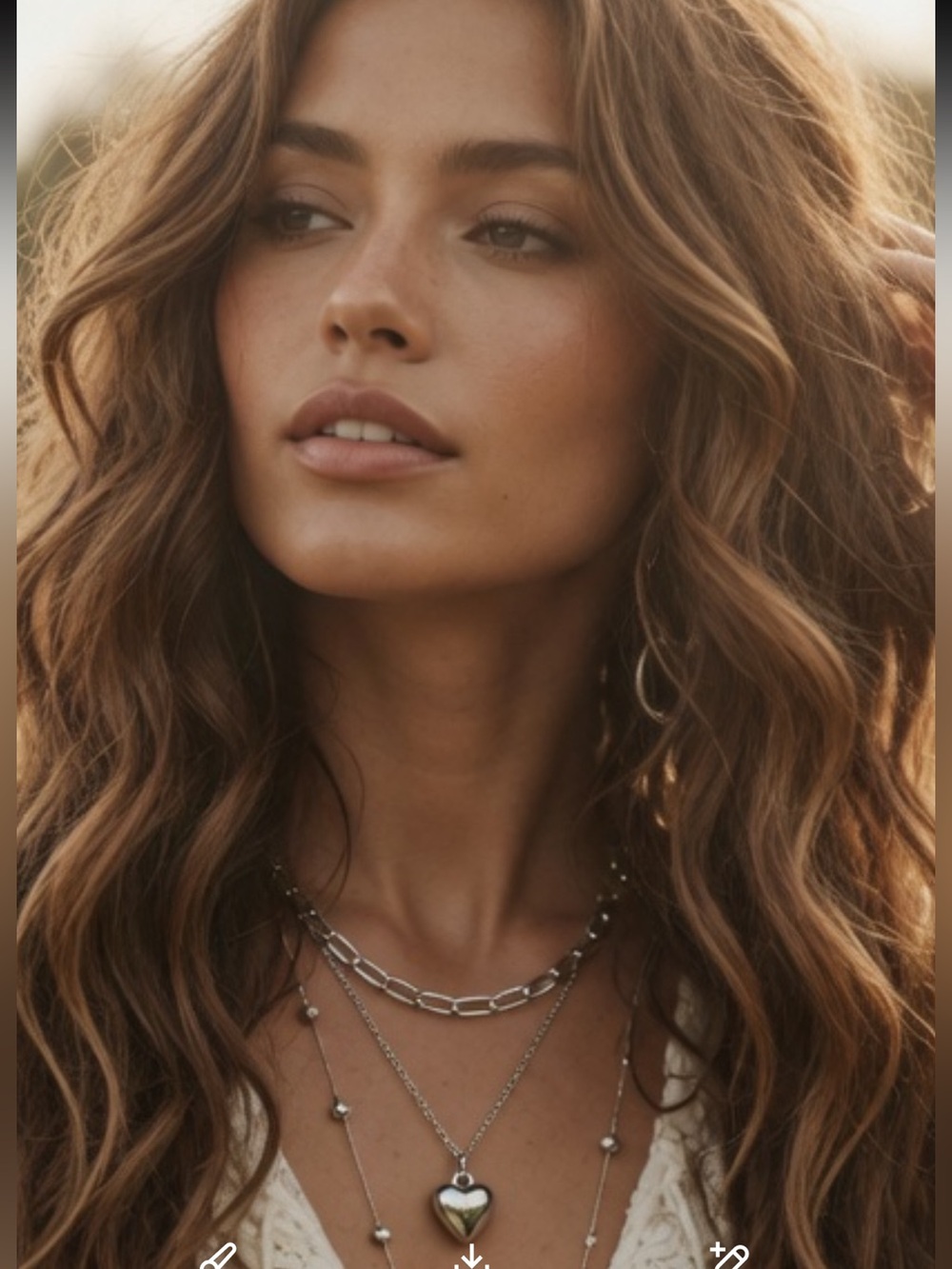 Free People Silver-Tone Layered Tin Heart  Necklace jewelry western boho
